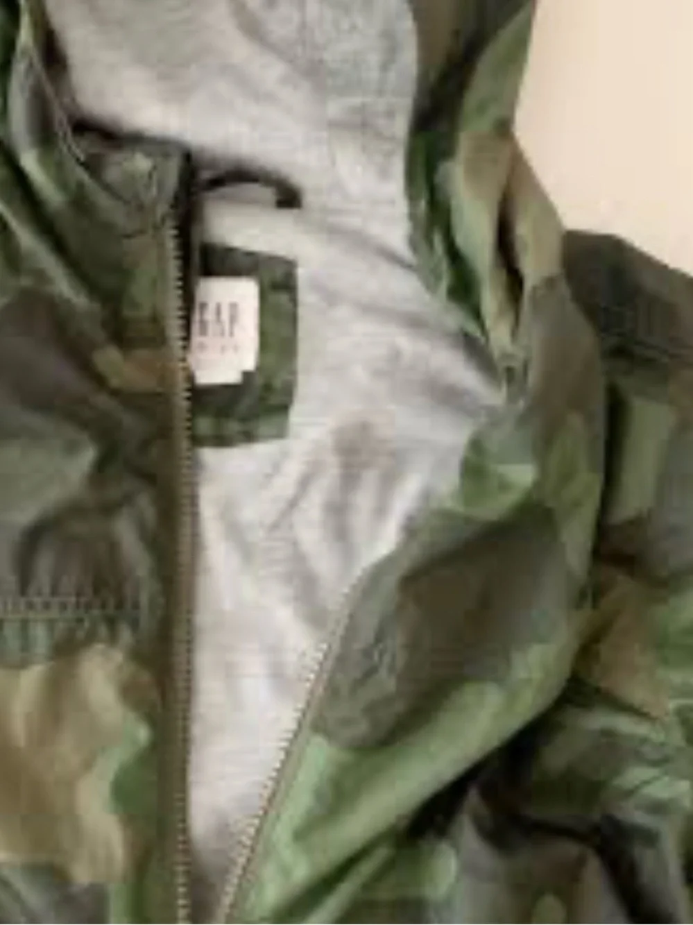 GAP Kids Green Camouflage Zip Windbreaker